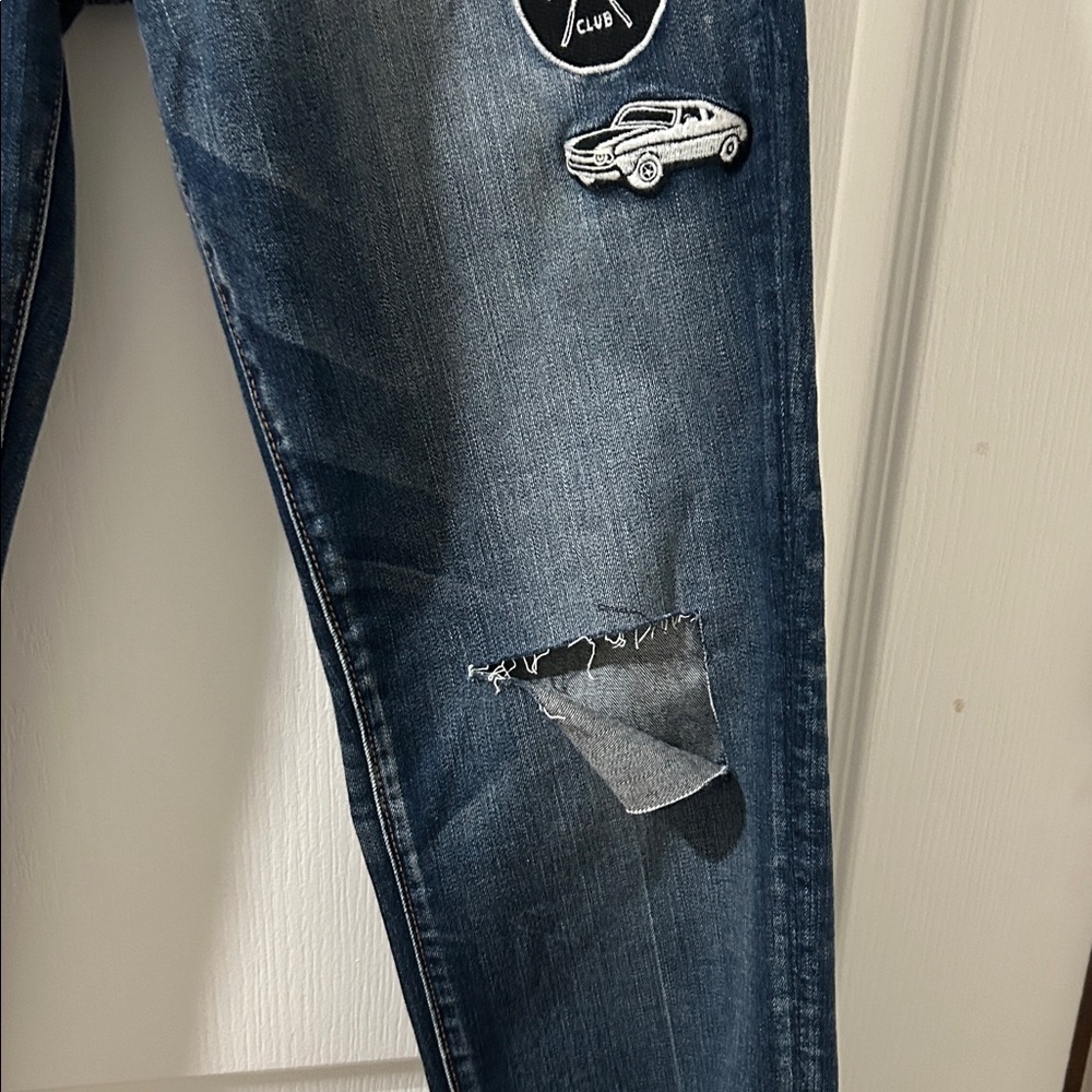Rare American Eagle Outfitters Graffiti Patch Denim X Jeggings Size 14 R - Picture 11 of 11